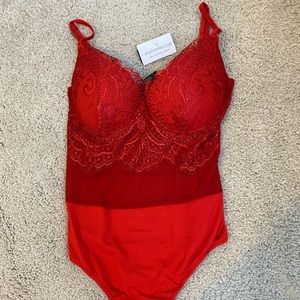 Red laced bodysuit